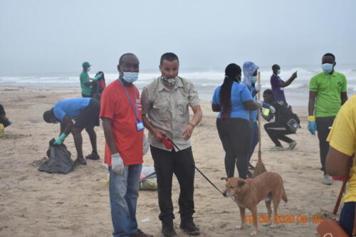 Thomas Addy and HE Gregory Andrews Australian High Commissioner at the World Cleanup Day at Laboma Beach Accra